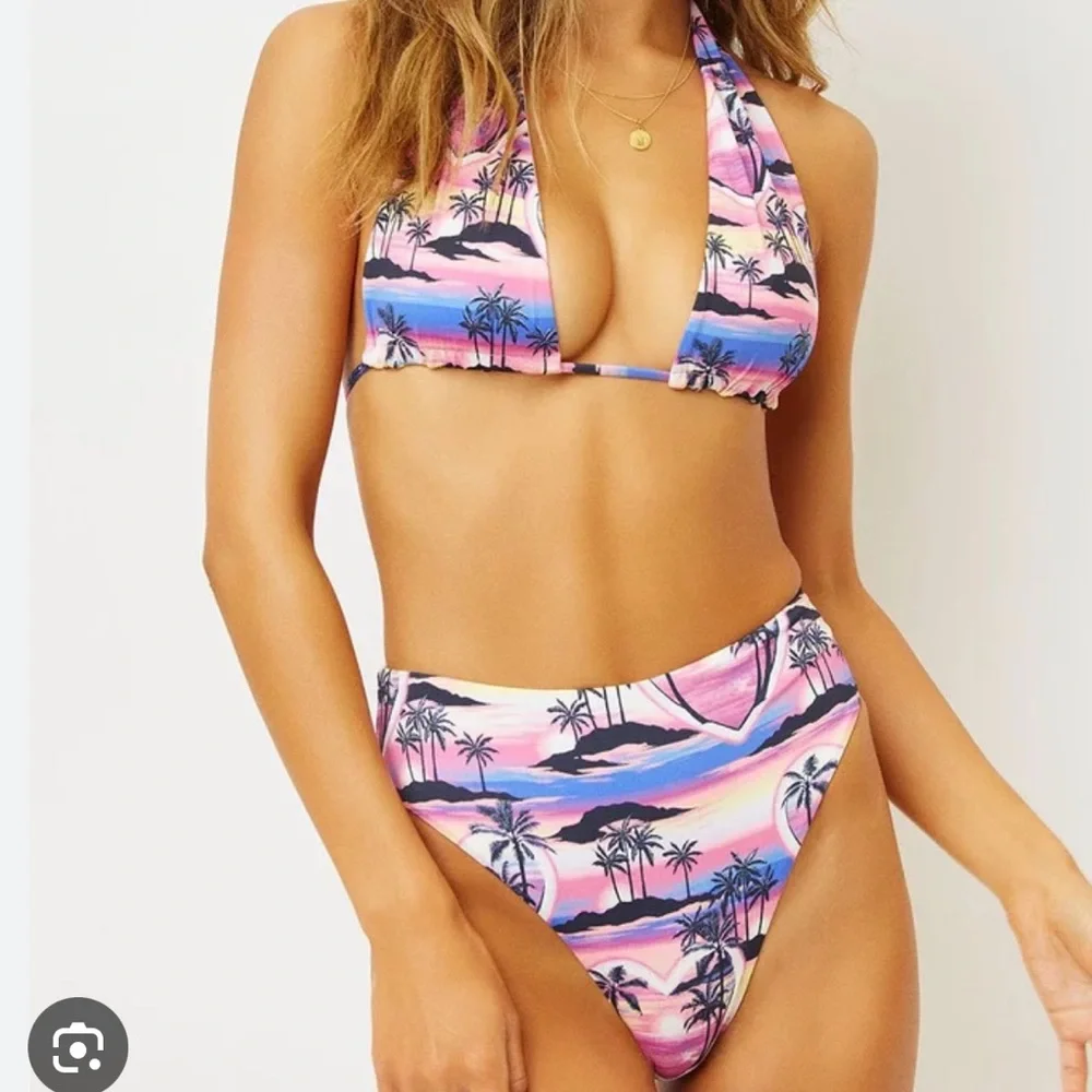 $175 Frankie's Bikinis 2 Pc Set M Top L Bottom Ocean Front Hawaii Sunset Nylon